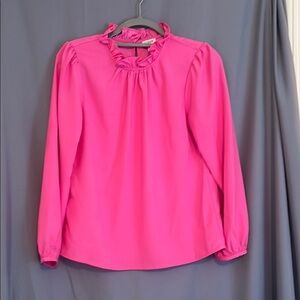 J Crew Pink Ruffle Blouse, Sz XS